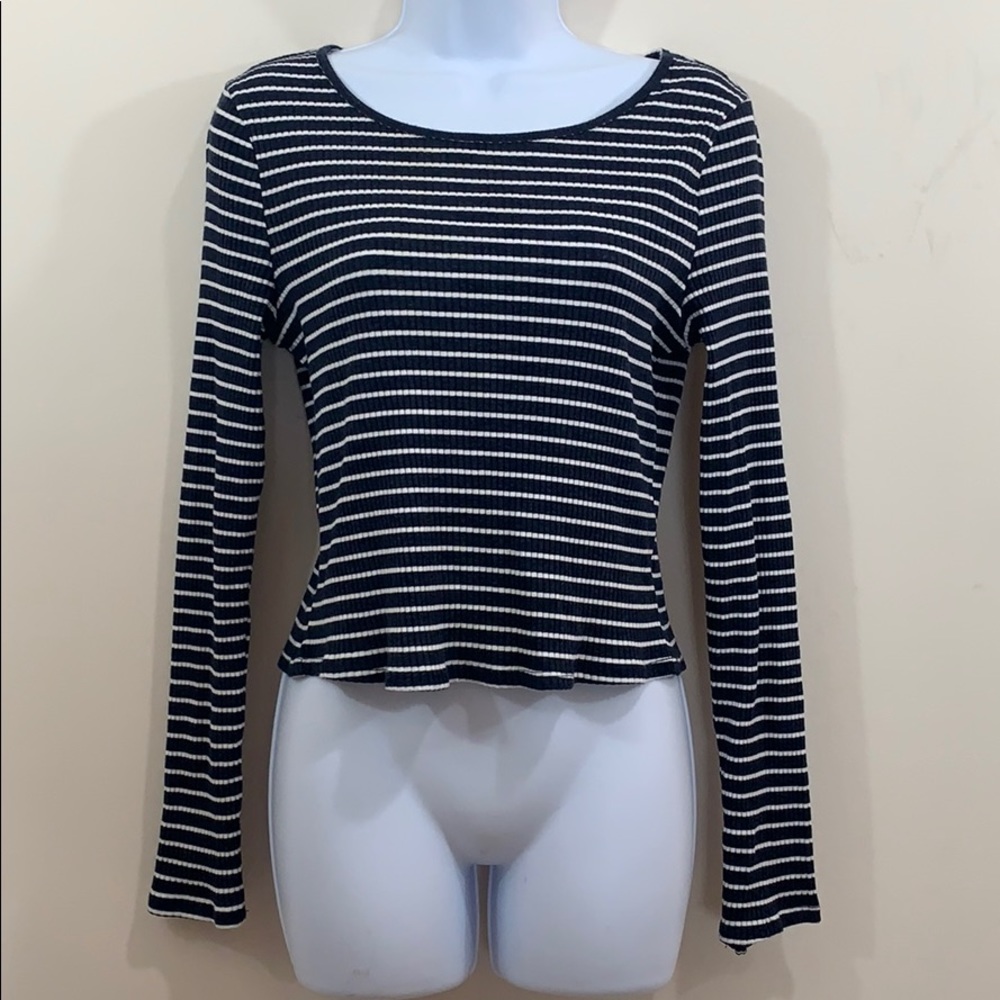 Wild Fable Long Sleeve Crop Stripe Shirt  Size L